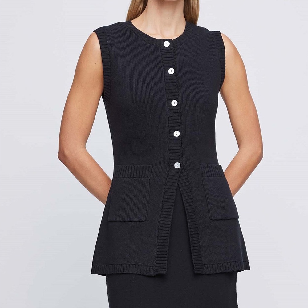 ANNA QUAN Knitted Cotton Sleeveless Cardigan